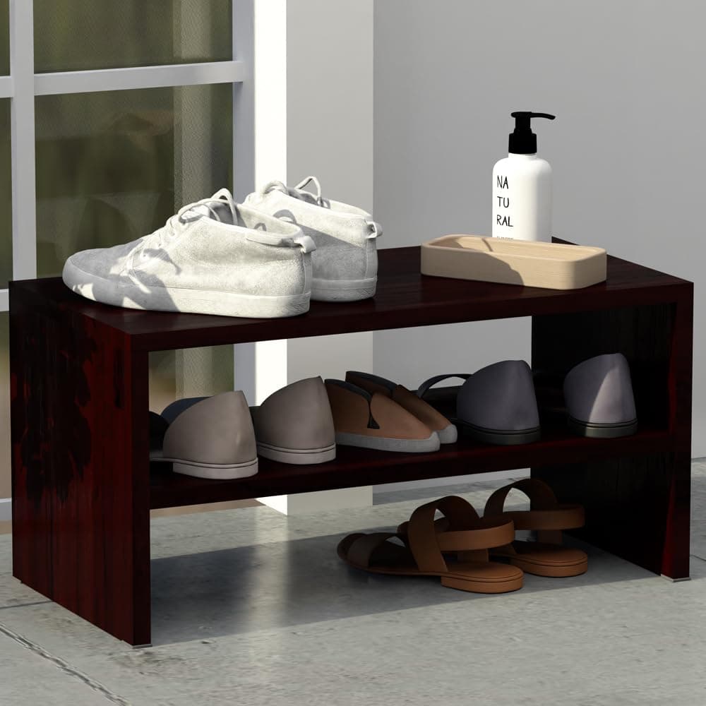 Mahmayi 2-Tier Stackable Shoe Rack, Wooden 2-Shelf Shoe Shoes Organizer Storage Shelf for Entryway Hallway Bathroom and Living Room - Dark Walnut on Amazon.ae - Price Tracker