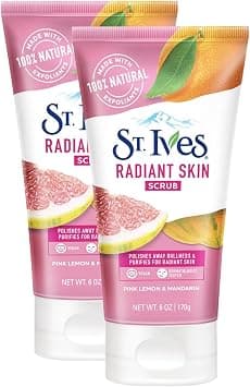 St. Ives Radiant Skin Pink Lemon & Mandarin Orange Face Scrub with 100% Natural Exfoliants & Extracts | Medium Exfoliation Gentle Scrub for Brighter Skin | Pack of 2x 170gm - Best Deal Finder
