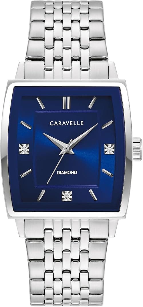 Caravelle by Bulova Men's Modern Diamond 3-Hand Quartz Steel Tonneau Watch على Amazon.ae - متتبع الأسعار