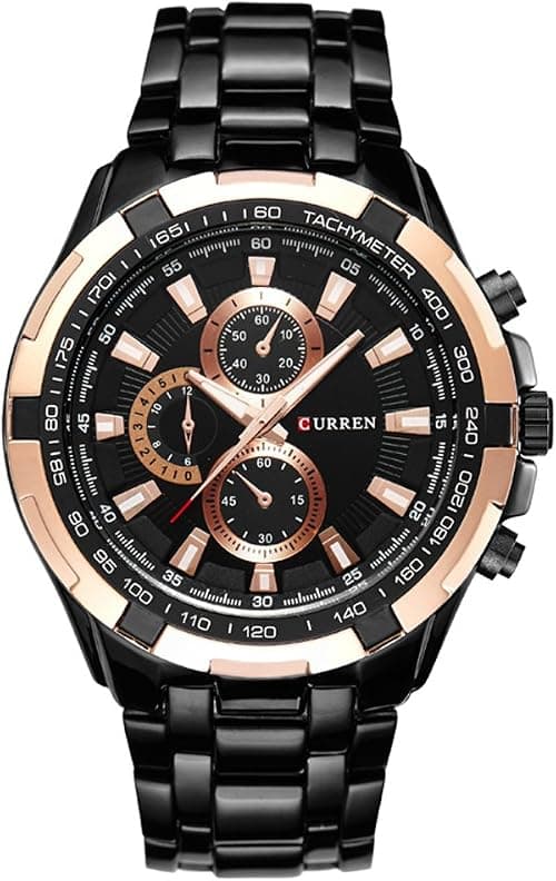CURREN Mens Watches,CURREN Watches Quartz Analog Calendar,Wrist Watch for Men, Fashion Waterproof Stainless Steel Band-Black GREEN on Amazon.ae - Price Tracker