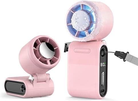 MERTTURM Mini Portable Handheld Fan with Ice Cooling, 10H Runtime Personal Pocket Turbo Fan, 1-100 Speed Adjustable&LED Display, High-Velocity Small Neck Fan for Travel Outdoor Indoor, Pink على Amazon.ae - متتبع الأسعار