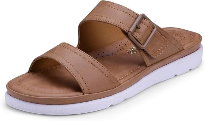 DOCTOR EXTRA SOFT Womens Flat Memory Foam Slippers/Flip-Flops Fashion Stylish Casual Comfortable Diabetic Orthopedic Lightweight Synthetic Slip-on Sandals with Adjustable Buckle for Girls/Ladies D-631 على Amazon.ae - متتبع الأسعار