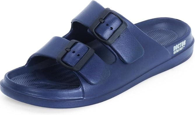 DOCTOR EXTRA SOFT Men's Classic Cushion Sliders/Slippers with Adjustable Buckle Strap for Adult | Comfortable & LightWeight |Stylish & Anti-Skid| Waterproof & Everyday Flip Flops for Gents/Boys D-505 on Amazon.ae - Price Tracker