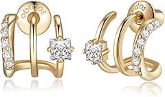 Obidos 14K Gold Plated Triple Huggie Illusion Stud Earrings | Double Huggie Hoop Earrings for One Hole | Gold Hoop Earrings for Women - Amazon.ae Price Tracker