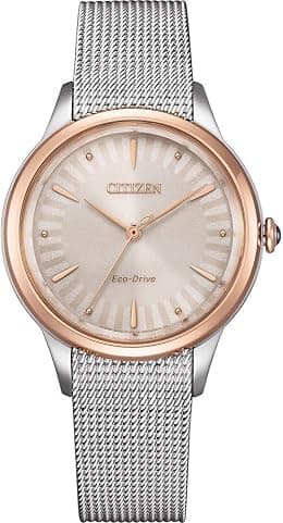 Citizen Women's Analogue Eco-Drive Watch with Stainless Steel Strap EM1156-80X - Best Deal Finder