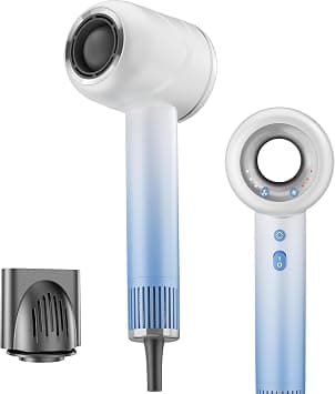 200 Million Negative Ions,110000 RPM Brushless Motor, 1800W High Speed Hair Dryer, 4 Temp & 3 Speed, Low Noise Lightweight Portable Blow Dryer with Diffuser for Home Travel Men Women - متتبع أسعار Amazon.sa