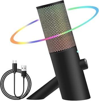 RGB USB Condenser Microphone for Gaming, Streaming, Podcast, Recording, Noise Cancelling, Mic with One-Click Mute& Headphone Monitoring, Desktop Stand, Fits for PC Computer, PS5, Mac, Etc. على Amazon.ae - متتبع الأسعار