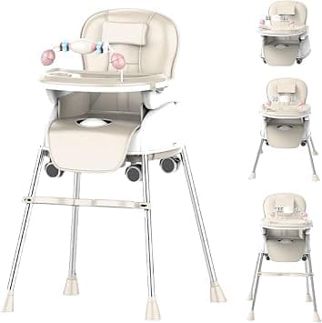 5-in-1 Baby High Chair,Portable Foldable High Chairs,Multifunctional Baby Chair With Removable Tray, Adjustable Height & Footrest, Baby Dining Chair With Wheels,Kids High Chair For 6 Months to 7 Years on Amazon.ae - Price Tracker