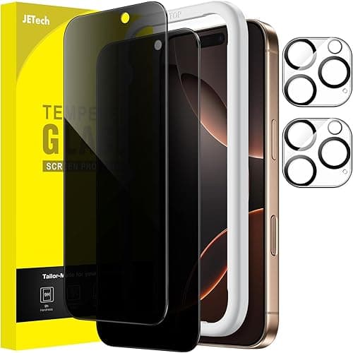 JETech Privacy Screen Protector for iPhone 16 Pro Max 6.9-Inch with Camera Lens Protector, Anti-Spy Tempered Glass Film, Easy Installation Tool, 2-Pack Each on Amazon.ae - Price Tracker