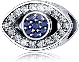 MAKINGTEC Crystal Blue Evil Eye Bead Charm Lucky Charms fits Pandora Charms Bracelets for Woman 925 Sterling Silver Dangle Pendant Bead, Girl Jewelry Beads Gifts for Women Bracelet&Necklace, One size - Best Deal Finder