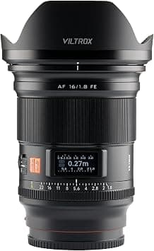 Viltrox 16 mm f1.8 Lens FE Wide Angle Large Aperture Lenses with LCD Screen Compatible with Sony E-Mount Cameras A7III A7IV A7RIII A7RIV A7C A9 A7R on Amazon.ae - Price Tracker