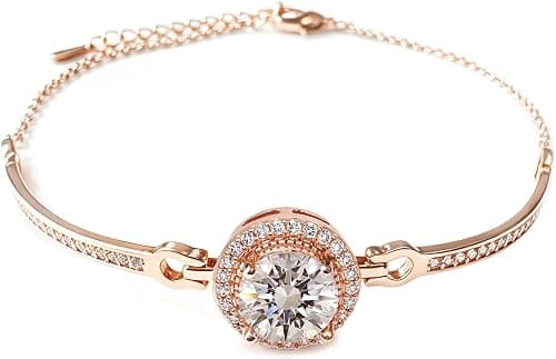 Moissanite Women's Bracelet, 2CT 8mm Lab-Created Moissanite Diamond, Plated in 18K Rose Gold, Adjustable Women's Gold Bracelet, Jewelry Gift. على Amazon.ae - متتبع الأسعار