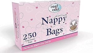Cool & Cool Nappy Bags 250's- Diaper Disposable Bags, Mildly Scented, Hygienic, Easy-Tie Handles & Eliminates Odour - Amazon.ae Price Tracker