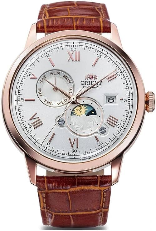 Orient Bambino Automatic Moonphase Leather Strap Men's Watch RA-AK0801S on Amazon.ae - Price Tracker