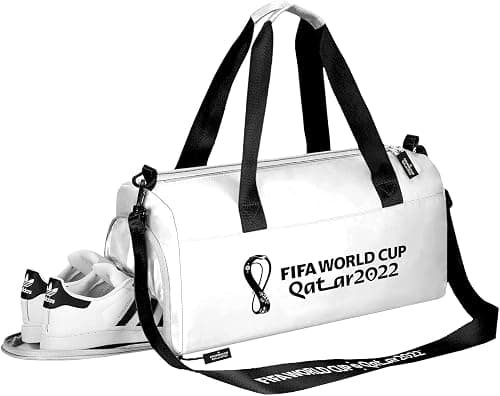 FIFA World Cup Qatar 2022 Unisex Sports Duffle Bag with Shoe Holder White 46x25x24cm, 70050011 على Amazon.ae - متتبع الأسعار