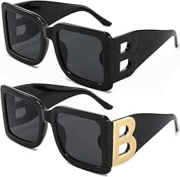 PORADAY Fashion Large Square Sunglasses for Women Men Trendy Black Thick Frame Luxury Designer Sun Glasses Modern Big Frame - Best Deal Finder
