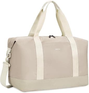 ECOHUB 30L Travel Duffle Bag Foldable, 45x36x20 Underseat Travel Flight Bag, Carry On Bag with Removable Wet Pocket, Water Resistant Sports Gym Bag, Weekend Luggage Bag for Women (Beige) على Amazon.ae - متتبع الأسعار