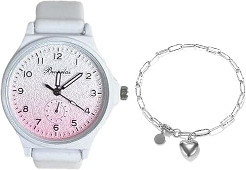 Womens Watch with Bracelet Gifts Set Silicone Band Fashion Watches Lady Female Elegant Luxury Wrist Watches Ladies Stylish Watches on Amazon.ae - Price Tracker
