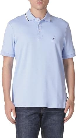 Nautica mens Classic Fit Short Sleeve Solid Tipped Collar Soft Polo Shirt Polo Shirt - Best Deal Finder