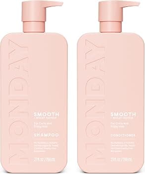 MONDAY HAIRCARE Smooth Shampoo + Conditioner Bathroom Set (2 Pack) 27oz Each for Frizzy, Coarse, and Curly Hair, Made from Coconut Oil, Shea Butter, & Vitamin E, 100% Recyclable Bottles على Amazon.ae - متتبع الأسعار
