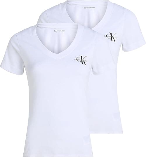 Calvin Klein Womens 2-PACK MONOLOGO V-NECK TEE T-shirt on Amazon.ae - Price Tracker