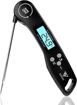 DOQAUS Digital Meat Thermometer, Instant Read Food Thermometer with Backlight LCD Screen, Foldable Long Probe & Auto On/Off, Meat Thermometer Probe for Kitchen, BBQ, Water, Milk, Cooking Food (Black) on Amazon.ae - Price Tracker
