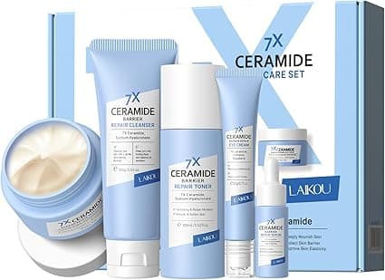 LAIKOU 7X Ceramide Skincare Set,5pcs Pamper Sets for Women Gift, Skincare Gift Set for Teenage Girls Women, with Cleanser,Toner,Face Serum,Eye Cream,Moisturiser on Amazon.ae - Price Tracker