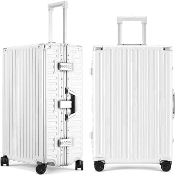 ROAMING Zipperless Luggage, white, 20 Inch Carry On Luggage, Zipperless Luggage With Spinner Wheels - Polycarbonate Aluminum Hard Shell Suitcase - Best Deal Finder