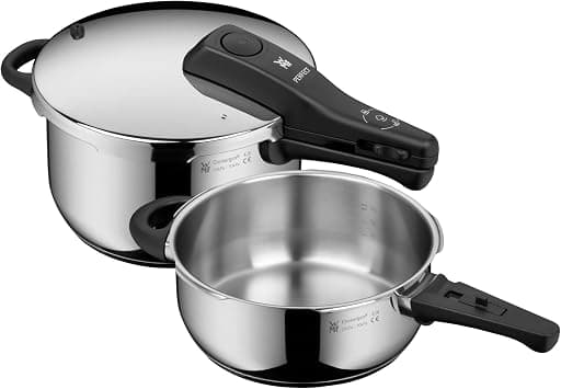 WMF Perfect One Pot Pressure Cooker Set Induction 2-Piece Pressure Cooker 4.5 L + 3 L Large Cooking Signal 2 Cooking Levels Removable Lid Handle Stainless Steel on Amazon - Best Deal Finder