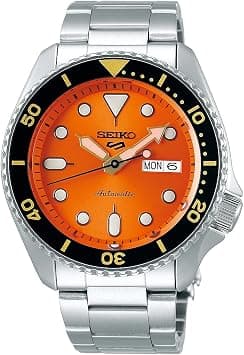 Seiko Mens SRPD59K1 Analgoue Stainless Steel Band Sport Watch, Orange/Dark Silver, 9K1 - متتبع أسعار Amazon.sa