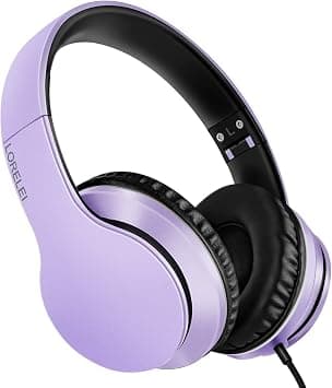 LORELEI X6 Over-Ear Headphones with Microphone, Lightweight Foldable & Portable Stereo Bass Headphones with 1.45M No-Tangle,Wired Headphones for Smartphone Tablet MP3 / 4 (Purple) on Amazon.ae - Price Tracker