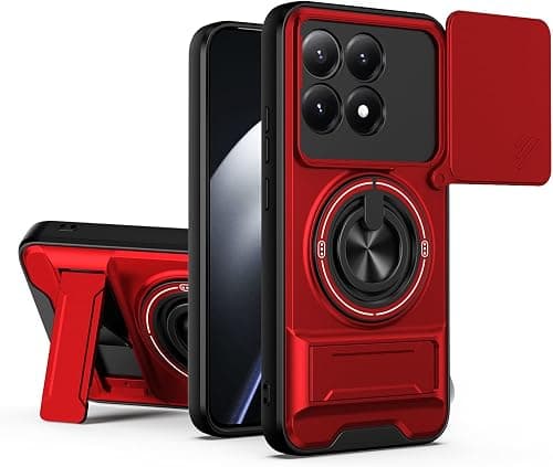 Cover Compatible with Xiaomi Poco F8 Ultra 5G,Compatible with Redmi K90 Pro Max Car Magnetic Mount Camera Sliding Window Anti-drop 2 in 1【PC+TPU】Ring holder Kickstand Case Red on Amazon.ae - Price Tracker