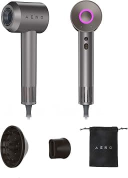 AENO Hair Dryer HD1, 1500W, Ionic Hairdryer with Detachable Accessories, 3 Heat & Speed Settings, Overheat Protection, Cool Shot, Diffuser & Concentrator, Ideal for Home & Travel, Grey - Best Deal Finder