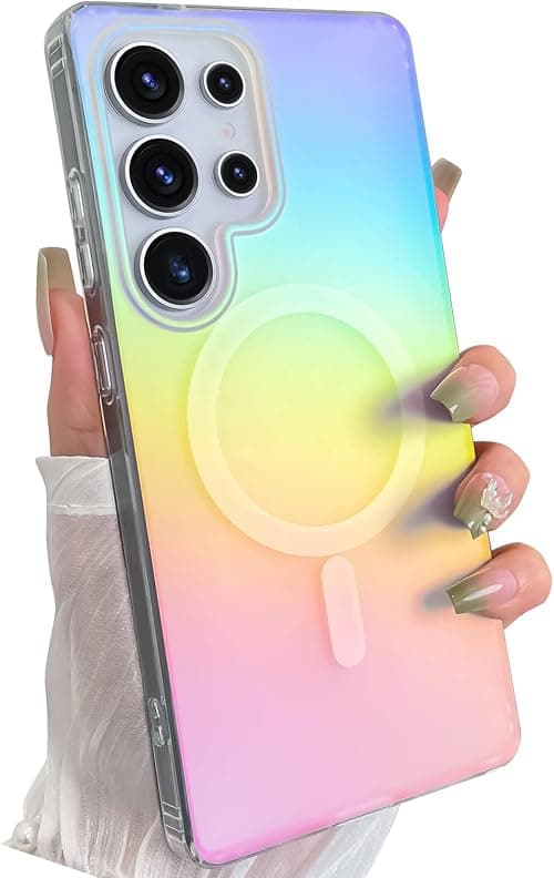 Case for Samsung Galaxy S25 Ultra, Cute Case for Women Girl Compatible with Mag-safe, Glitter Sparkly Aesthetic Rainbow Magnetic Protective Cover for Galaxy S25 Ultra, Soft TPU Slim Protective Case on Amazon.ae - Price Tracker