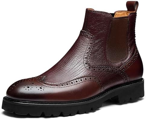 Men's Dark Brown Wingtip Leather Chelsea Boots mens Chelsea Boot على Amazon.ae - متتبع الأسعار