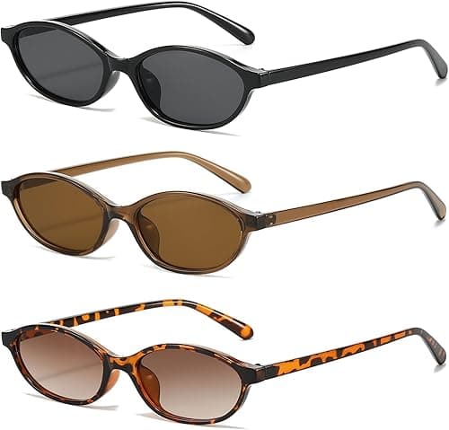 Small Oval Classic Sunglasses for Women, 3Pcs Fashion Cat Eye Sunnies, Trendy Small Lightweight Narrow Shades on Amazon.ae - Price Tracker