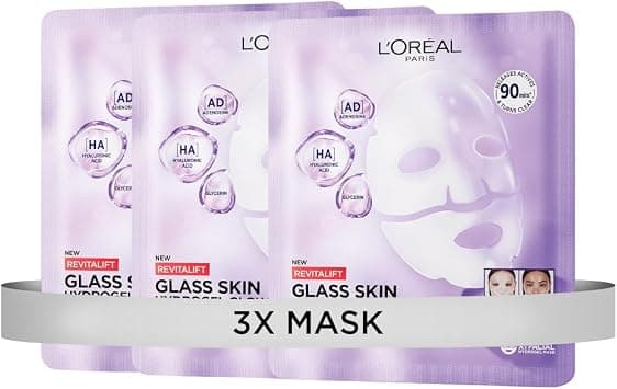 L’Oréal Paris Revitalift Glass Skin Hydrogel Glow Mask, Hydrating & Plumping, for A Dewy, Plumped, in Only 90 Minutes, 1pc/ 4pcs (Pack of 3) on Amazon.ae - Price Tracker