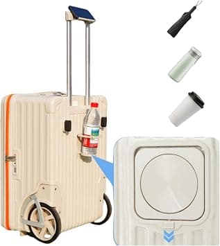 Luggage Hard Shell ABS+PC Lightweight Durable Carry on Travel Suitcase with Outdoor luggage with oversized wheels and side open lids, Boarding allowed with 20"(Malt white) on Amazon - Best Deal Finder