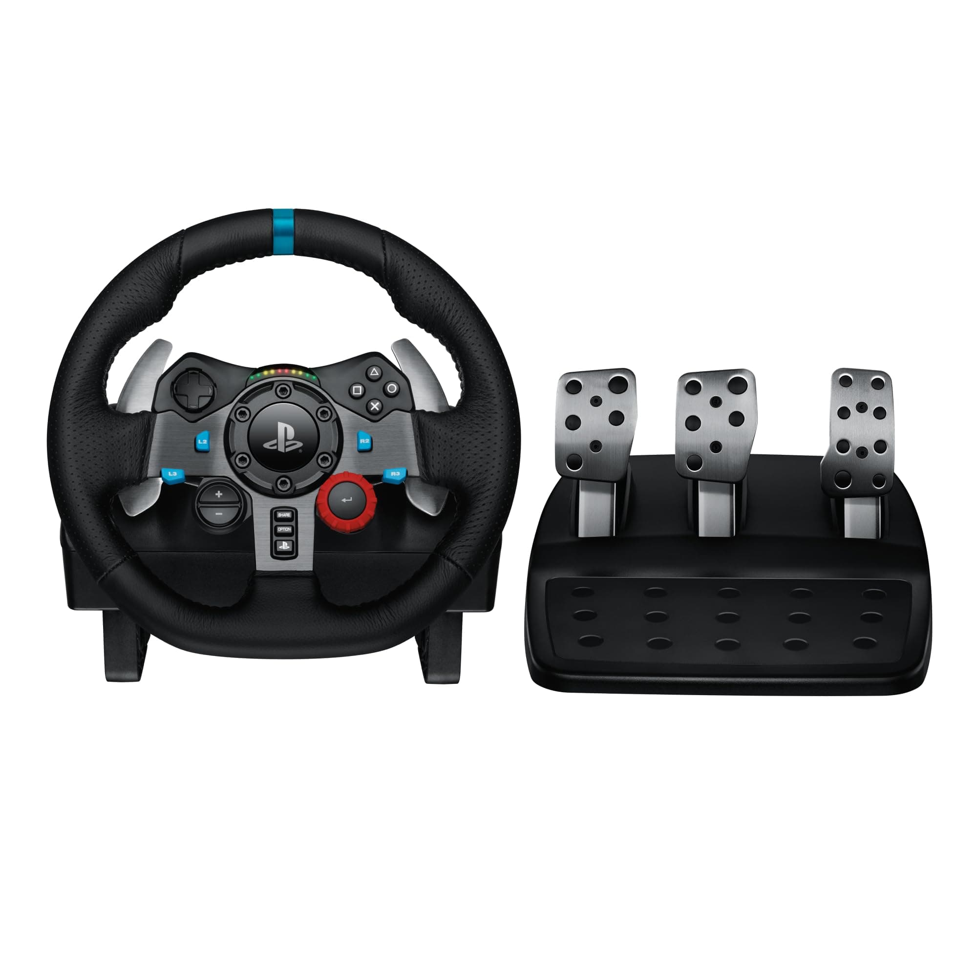 Logitech G29 Driving Force Racing Wheel and Floor Pedals, Real Force Feedback, Stainless Steel Paddle Shifters, Leather Steering Wheel Cover for PS5 Pro, PS5, PS4, PC, Mac - Black - UAE Version on Amazon.ae - Price Tracker