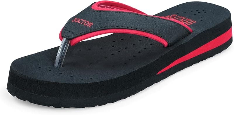 DOCTOR EXTRA SOFT Ortho Care Diabetic Orthopaedic Pregnancy Super Comfort Dr Flipflops and House Slippers For Women's and Girl's D-18-BK-RED-6 on Amazon.ae - Price Tracker