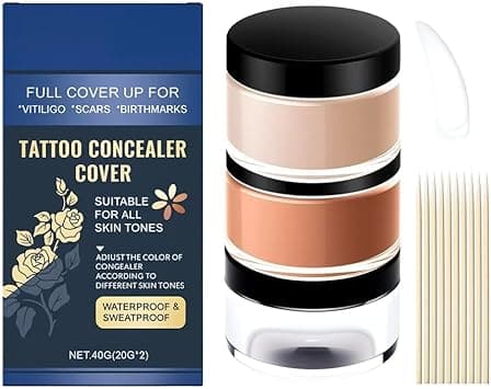 PINKE Tattoo Cover Up Makeup Waterproof, 2 Colors Full Coverage Concealer for Tattoos, Tattoo Concealer Makeup Full Coverage Concealing Cream, Scars & Dark Spots, Sweatproof on Amazon.ae - Price Tracker