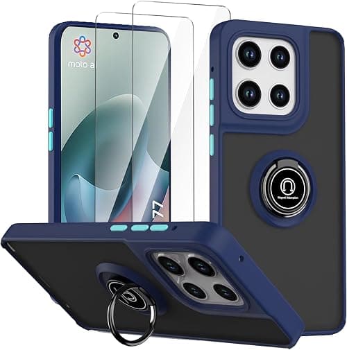 Case for Motorola Moto G77 5G Royal Blue with Ring Stand Case + 2 x Tempered Glass Screen Protector,PC +TPU Shockproof Anti-Scratch Phone Cover on Amazon.ae - Price Tracker