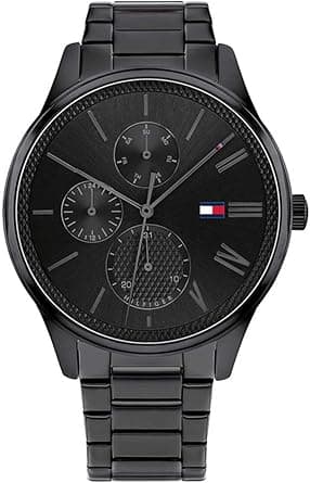 Tommy Hilfiger Men's Analog Quartz Watch with Stainless Steel Strap 1791849, Black, bracelet on Amazon.ae - Price Tracker