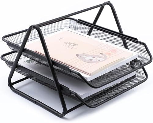 ECVV Desk Deposit Tray 2 Layer A4 Metal tray Office Desk Organiser Paper office Mesh Document Basket File Paper Tray Letter Organiser Holder Desktop Accessories on Amazon.ae - Price Tracker