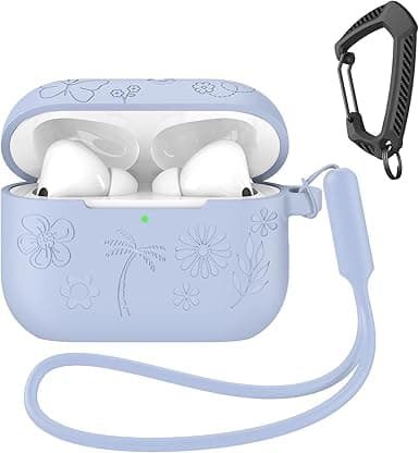 Flower Design Compatible with AirPods Pro 3 Case with Keychain/Hand Strap, Pro 3rd Generation[2025] Silicone Protective Headphone Cover Support Wireless Charging-Light Blue on Amazon.ae - Price Tracker