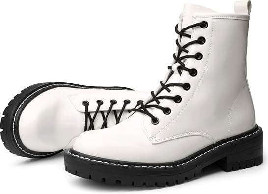 ICHIGO Women’s Fashion Ankle Booties Causal 8-Eye Side Zipper Lace-up Combat Boots on Amazon - Best Deal Finder