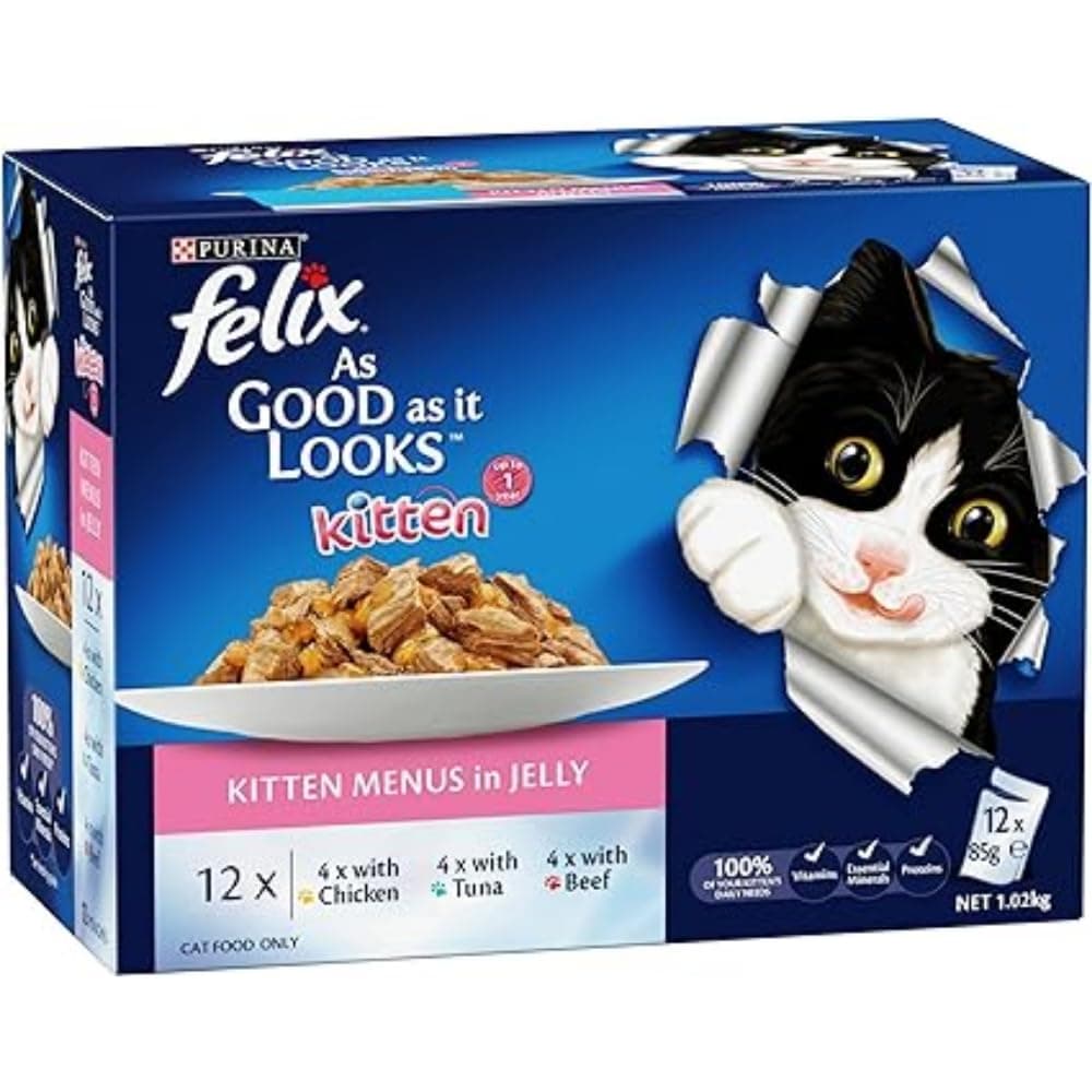 PURINA Felix as Good as it Looks Kitten Menus in Jelly Pouch Wet Food - 12X85G on Amazon.ae - Price Tracker