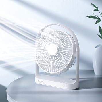 JISULIFE Desk Fan, Small Portable Battery Operated Desktop Fan with 4 Speeds, Max 15 Hrs, Strong Airflow, Ultra Quiet, 4000mAh USB Rechargeable Electric Table Fan for Office/Room/Travel-White on Amazon.ae - Price Tracker