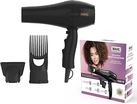 WAHL Pro Style Power Hair Dryer 2000W | Advanced Ionic Technology for Anti-Frizz | 3 Heat & 2 Speed Settings | Ideal for Textured & Frizzy Hair | Lightweight, Easy to Use & Clean (5432-027) - دليلك لأفضل العروض