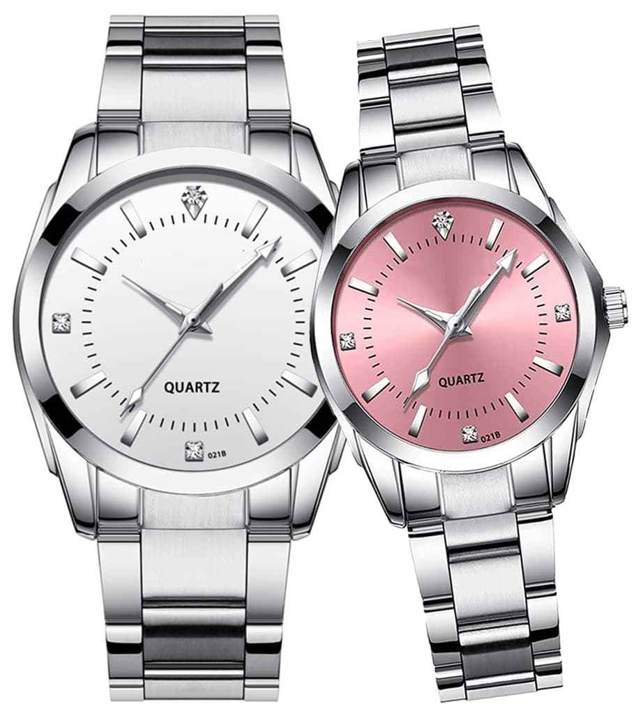 SENRUD Couple Watches Men and Women Gold Silver Stainless Steel Watch Fashion his and Hers Watches Set on Amazon.ae - Price Tracker